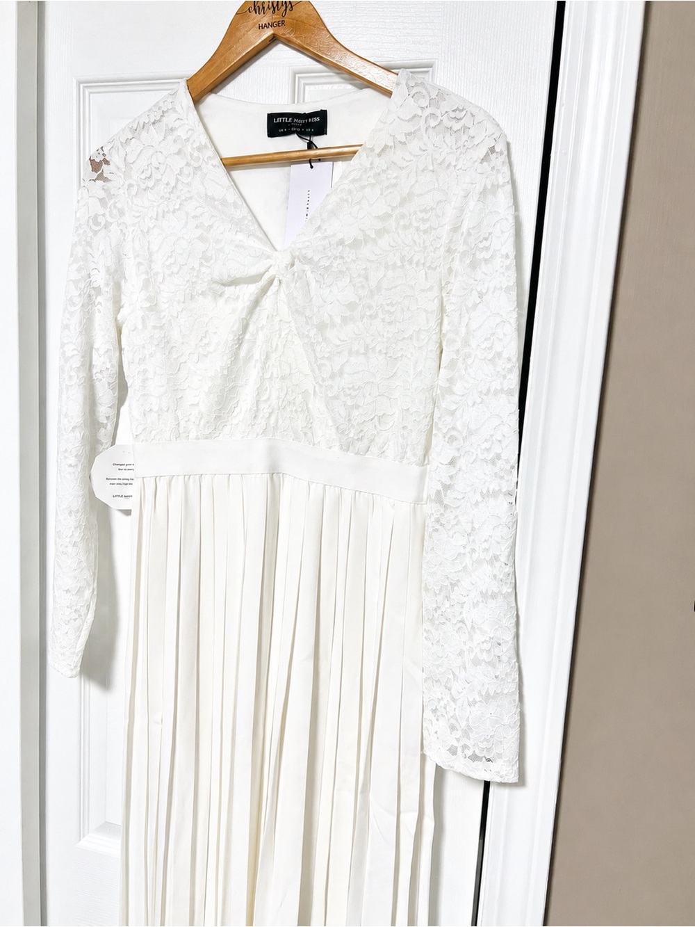 NWT Little Mistress White Lace Pleated Midi Maxi Dress Size US 10 UK 14 Bridal S - Picture 5 of 7